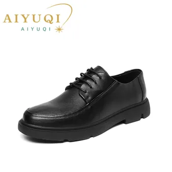Мужская обувь AIYUQI / Новинка 2023 года; Весенняя мужская обувь в британском стиле на шнуровке; Повседневные мужские лоферы на платформе