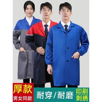 Мужские и женские фартуки, плотные пальто, одежда для охраны труда, кухонные бытовые комбинезоны для взрослых, длинные синие пальто, одежда для переноски