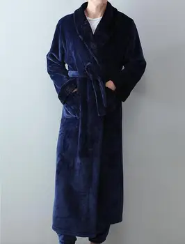 Мужской зимний халат, толстая бархатная ночная рубашка длиной 140 см, домашний халат