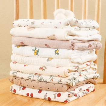 Набор детских нагрудников и одеял, Марлевое хлопчатобумажное оберточное одеяло, банное полотенце с принтом Для мальчиков и девочек, пеленальное одеяло, подарки для душа Новорожденных