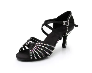 Новая Модная обувь для латиноамериканских танцев со стразами, профессиональная обувь для бальных танцев на мягкой подошве, Женская обувь для девочек, 4 цвета A02DZ
