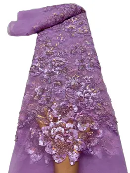 Новейшая Высококачественная Популярная Роскошная Элегантная африканская тюлевая кружевная ткань с блестками и камнями Для свадебного вечернего платья NN2388_R