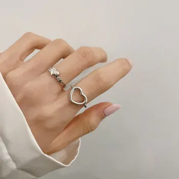 Новое Модное кольцо с персиковым сердечком в форме сердца из стерлингового Серебра 925 пробы, дизайн Ins, Тренд для женщин, изысканные ювелирные изделия Оптом