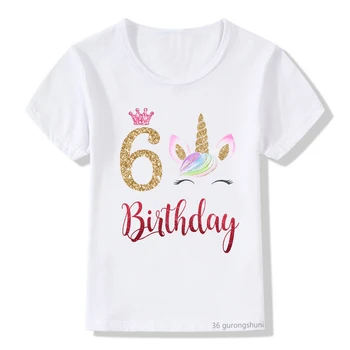Новое поступление, Детская футболка, Костюм на День Рождения 5-9 лет, Футболка с изображением Единорога для девочек, Летние забавные футболки для мальчиков, Топы Оптом