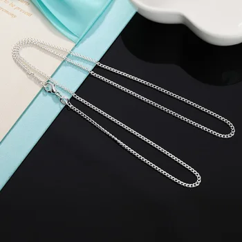 оптовая продажа Ожерелье цвета серебра 925 пробы, свадебная вечеринка, красивая цепочка 2 мм, милая женская бижутерия, модный кулон