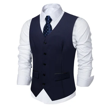 Официальное приталенное платье, жилет и синий галстук для мужчины, смокинг или костюм, аксессуар для пальто, мужской черный жилет, мужские галстуки, подарок, бесплатная доставка