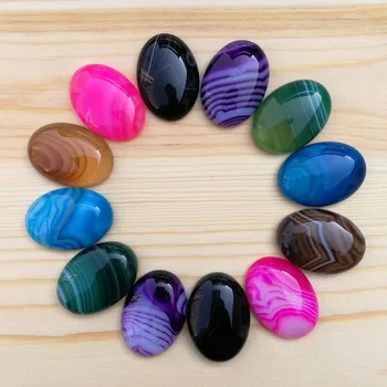 очаровательные разноцветные полосатые бусины из натурального камня оникс для изготовления ювелирных изделий 25X18 мм, кабошон, очаровательное модное кольцо, аксессуары 12 шт./лот