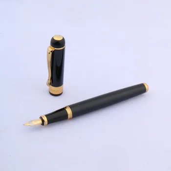 Перьевая ручка Baoer 500 с черным лакированным золотым покрытием и загнутым кончиком 1,0 мм для каллиграфии