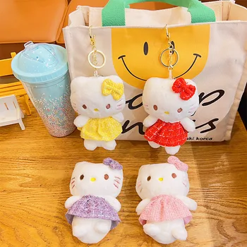 Плюшевый брелок с изображением персонажа мультфильма Hello Kitty Cat Kawaii, креативная мультяшная кукла, подвеска в виде сумки, красивое украшение