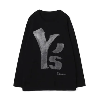 Повседневный топ с круглым вырезом и принтом Yohji Yamamoto 22SS Y'S, Модные Свободные футболки с длинными рукавами для мужчин и женщин