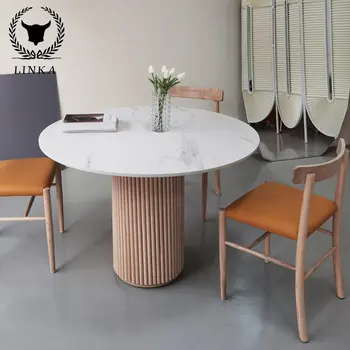 Подгонянный скандинавским дизайнером стол ins rock terrazzo для переговоров из цельного дерева круглого сечения можно настроить под выставочный зал