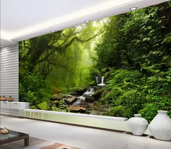 Пользовательские обои зеленый лес большое дерево 3D ТВ фон водный пейзаж декоративный фон стены 3D обои