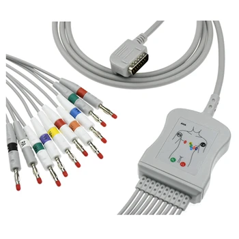 Популярный Экг-кабель 10 Проводов 3 мм 4 мм Экг-Провода для Kanz, Cardioline Detal I Plus Кардиограф Монитор пациента Ek-07b