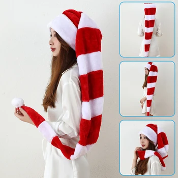 Рождественские Красные, Белые Классические Удлиненные Шляпы Санта-Клауса, Традиционная шапка Санта-Клауса для праздничного костюма 130 см длиной @ 17