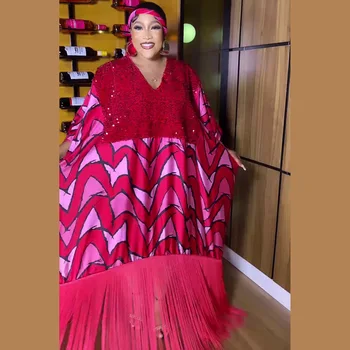 Розово-красные Платья из Индейки 2023, Африканский Халат Дашики для африканских женщин, Традиционная одежда для свадебных Вечеринок, Длинное платье для бассейна