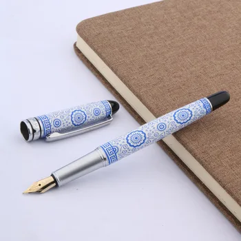 роскошный Высококачественный бренд, Сине-Белая Фарфоровая Роспись, Металлическая ручка с пером 0,7 мм, Канцелярские Школьные принадлежности