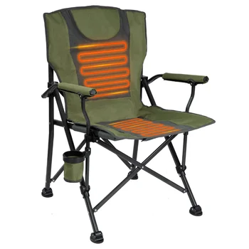 Роскошный Портативный походный стул с подогревом - зеленый / серый - Отлично подходит для кемпинга, спорта и пляжа