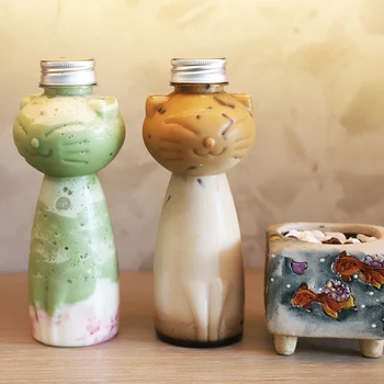 Самодельные бутылки для сока с дизайном Кошки, бутылка для напитков для малышей, Бутылки для сока, Прозрачная детская бутылка для молока