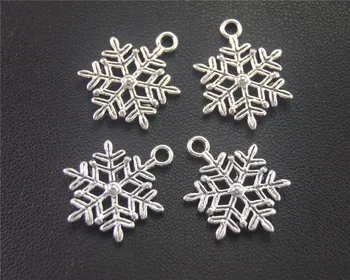серебряный Цвет, Рождественская подвеска в виде снежинки, сделай сам, ожерелье, браслет, 23x17 мм, A2007