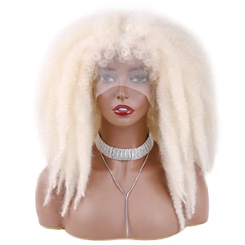 Синтетический парик из волос Марли на кружеве, Короткий парик для плетения афро Twsit, Светлые Мягкие Пушистые Кружевные парики для чернокожих женщин