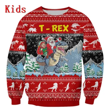 Толстовки с изображением динозавра, футболка с 3D принтом, детская толстовка с длинным рукавом для мальчиков и девочек, пуловер с забавными животными 16