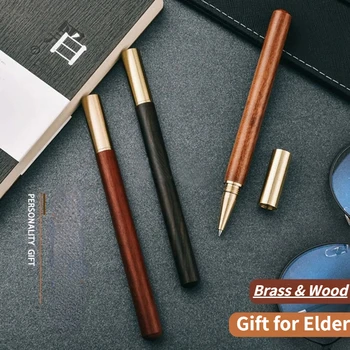 Шариковая ручка из латуни и дерева с фирменным наконечником, ручка-роллер, подарок школьникам, Офисные канцелярские принадлежности, Бизнес-инструменты для письма