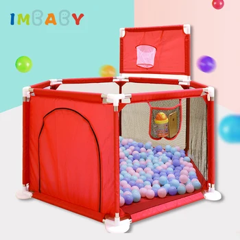 Шестигранный Манеж для детей Крытый забор детской площадки Для малышей Красный Цвет Ограждения безопасности Парковая игрушка без мяча